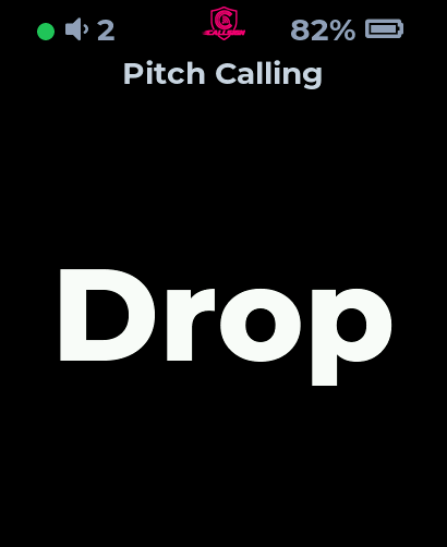 Callsign player watch showing a drop pitch call with location